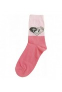 Rózsaszín, kutyás-cicás prémium zokni (32-34)