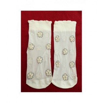 Virágmintás fehér alkalmi zokni (128-134)