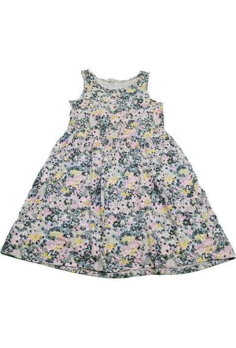 Zöld-rózsaszín virágos H&M ruha (134-140)